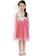 Branyork White & Pink Floral Print Fit & Flare