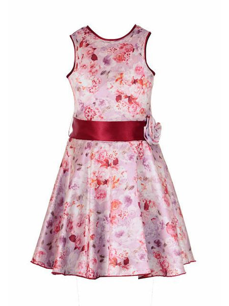 Branyork Red Printed A-Line Dress