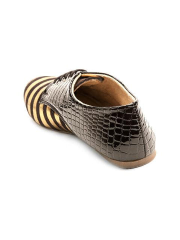 Scamanus Brown & Gold-Toned Striped Casual Shoes
